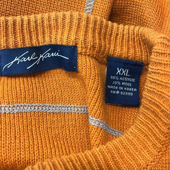 Vintage Karl Kani Sweater Wool Blend Orange Embroidered Streetwear Mens Size XXL - Picture 7 of 9